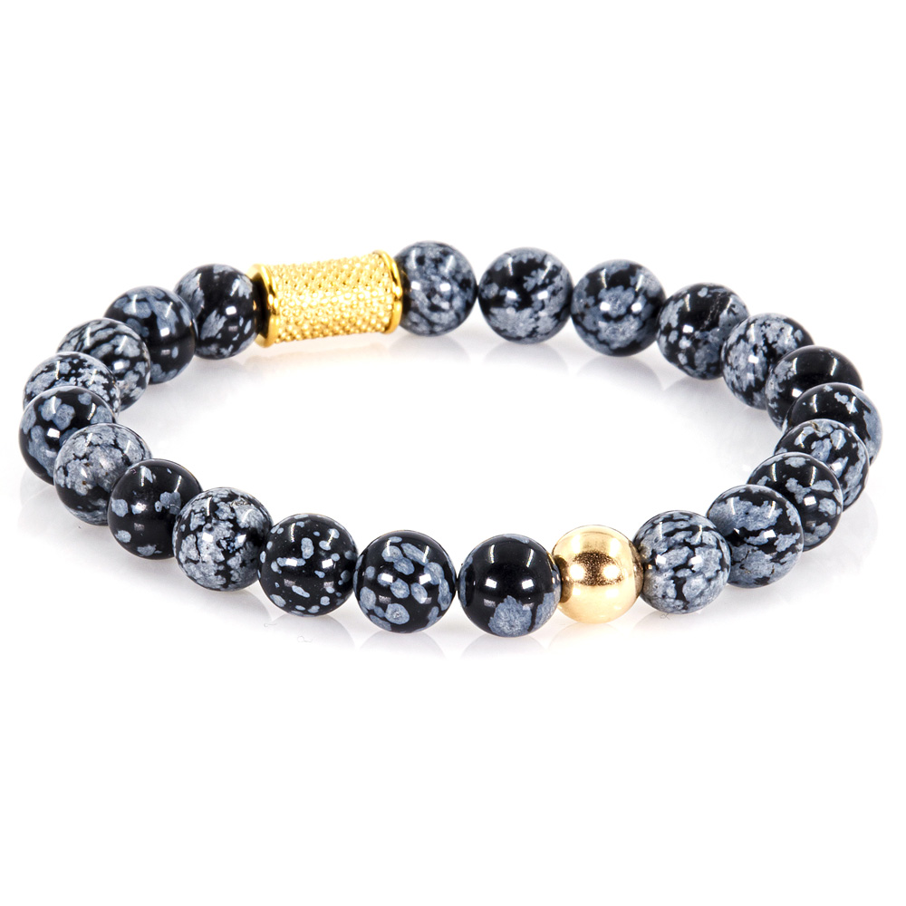 Bead Bracelet Snowflake Obsidian Beads Luna 925 Sterling Silver (Kopie)