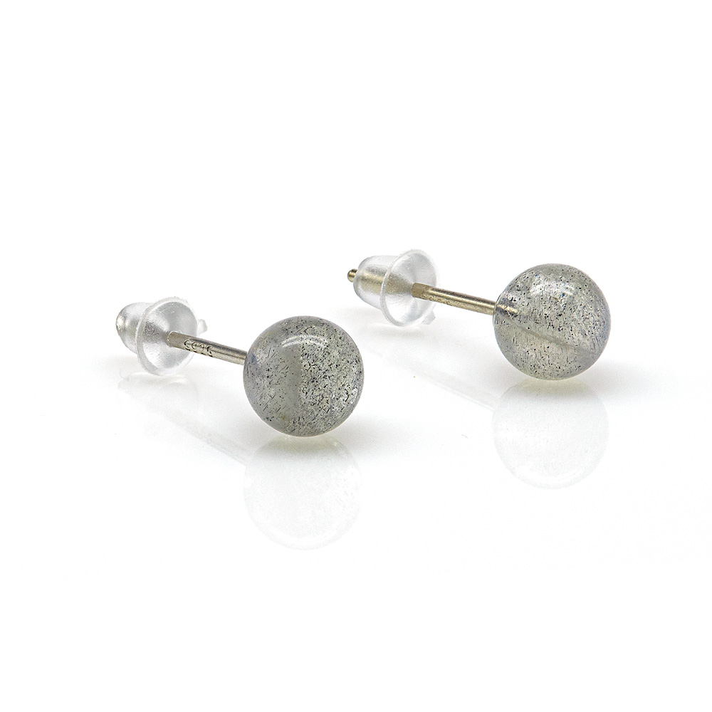 Earring 925 Sterling Silver Labradorite Moonstone 6mm