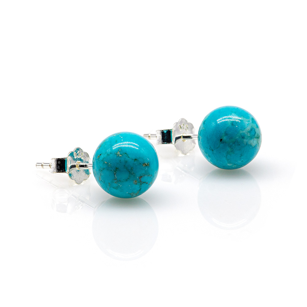 Earring 925 Sterling Silver Turquoise Beads 8 mm