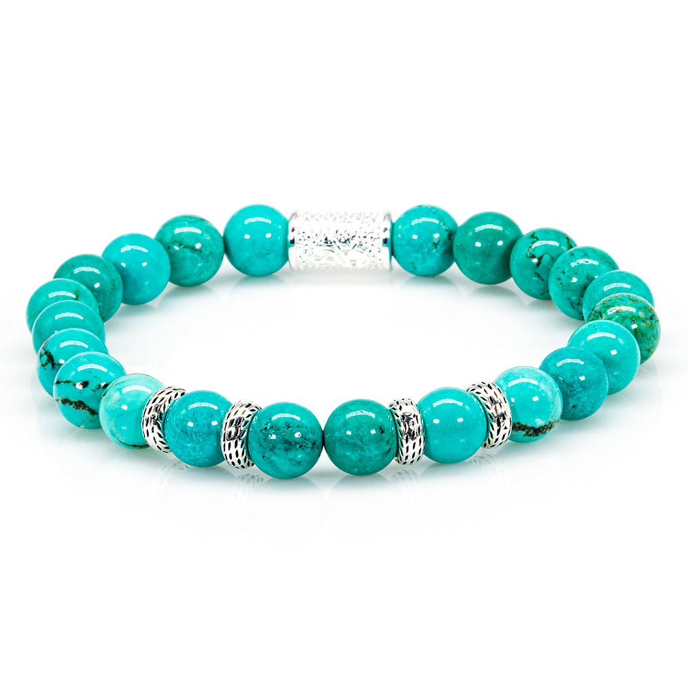 Bead Bracelet Green / Blue Turquoise Spacer R 925 Sterling Silver