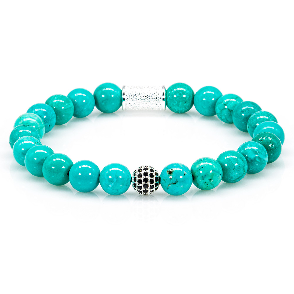 Bead Bracelet Green / Blue Turquoise Beads Royal Beads 925 Sterling Silver