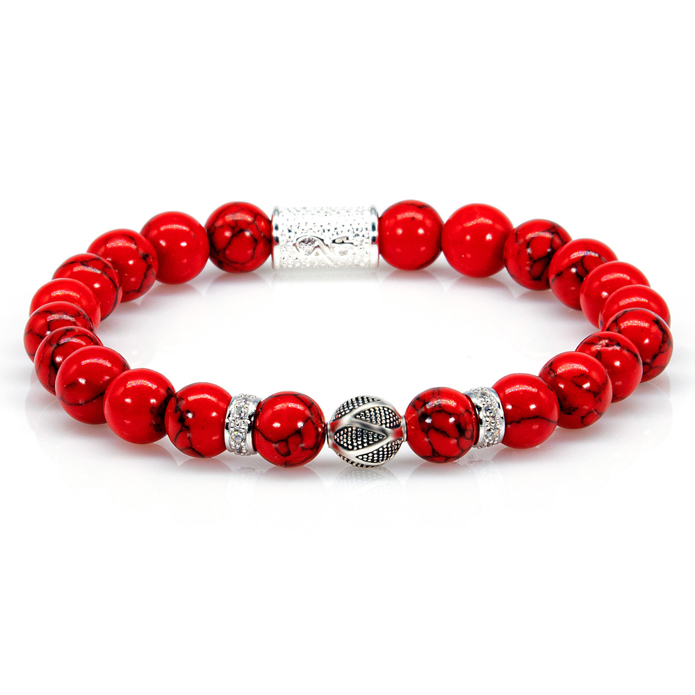 Pearl Bracelet Red Turquoise Bali 925 Sterling Silver
