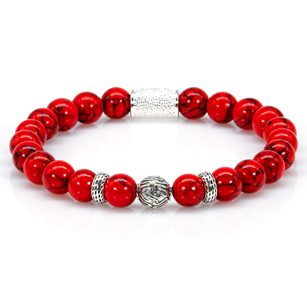 Pearl Bracelet Red Turquoise Carlo 925 Sterling Silver