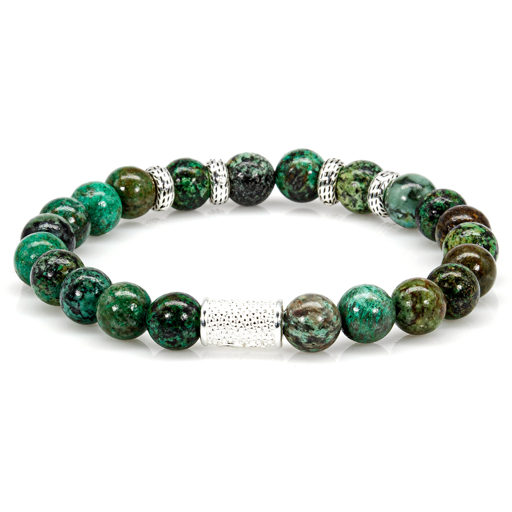 Bead Bracelet African Turquoise Spacer R 925 Sterling Silver