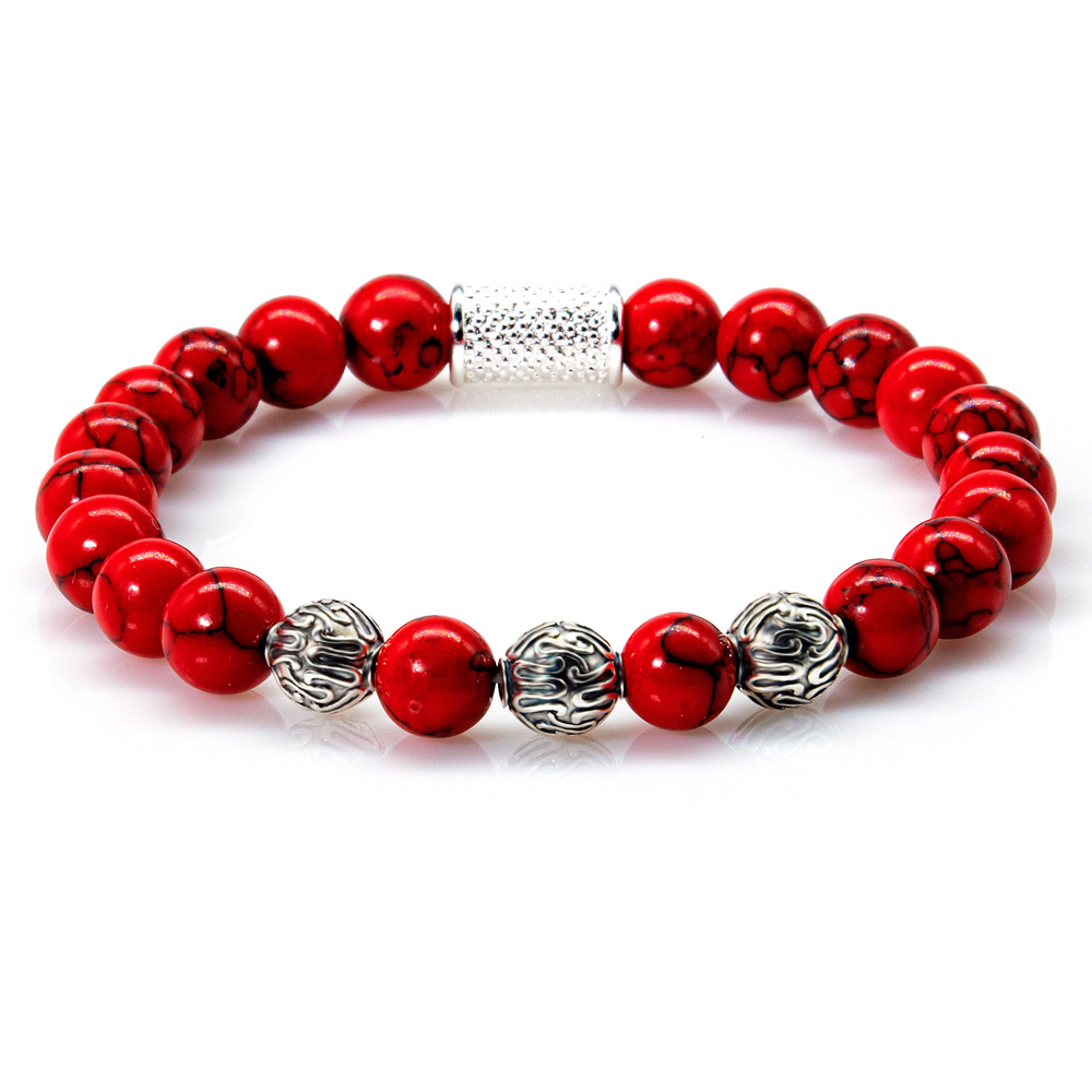 Pearl Bracelet Red Turquoise Roma 925 Sterling Silver