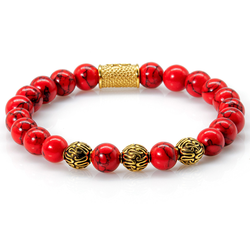 Pearl Bracelet Red Turquoise Roma Gold 925 Sterling Silver 18k Plated