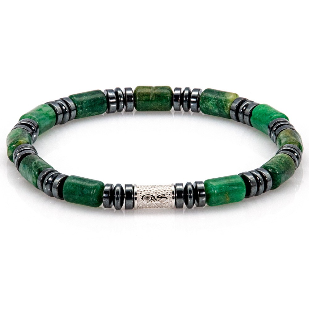 Bead Bracelet African Green Jade Beads 6mm 925 Sterling Silver