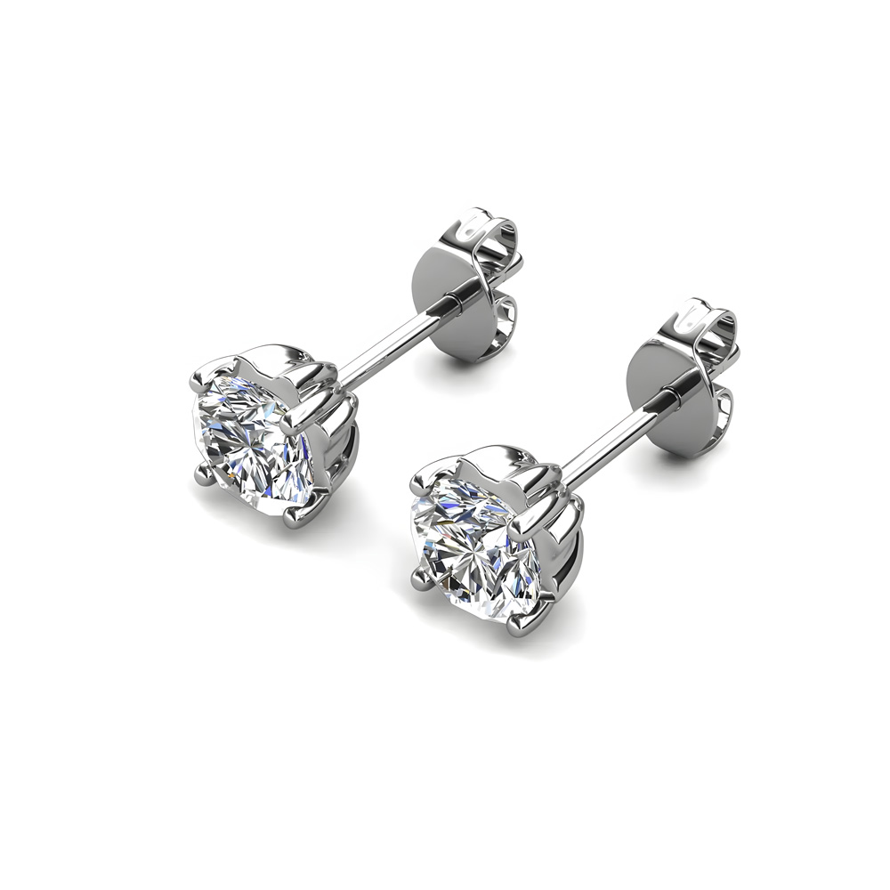 Ohrring 925 Sterling Silber Moissanit Diamant 0,25 Karat 4,0mm